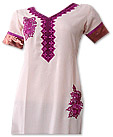 Off-white/Dark Purple Georgette Suit- Pakistani Casual Clothes