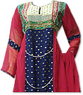 Hot Pink/Navy Blue Chiffon Suit  - Indian Dress