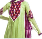 Lemon Green/Purple Chiffon Suit - Indian Dress