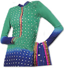 Sea Green/Blue Chiffon Suit - Indian Semi Party Dress