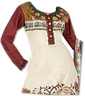 Brown/Off-White Georgette Suit - Indian Semi Party Dress