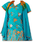 Turquoise/Orange Georgette Suit  - Pakistani Casual Clothes