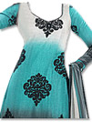 Light Turquoise/Grey Chiffon Suit- Indian Semi Party Dress