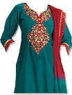 Turquoise/Red Georgette Suit - Indian Dress