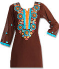 Brown/Turquoise Georgette Suit- Pakistani Casual Clothes