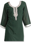 Dark Green/White Georgette Suit- Indian Semi Party Dress