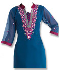 Blue/Magenta Georgette Suit   - Indian Semi Party Dress