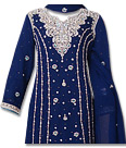 Navy Blue Crinkle Chiffon Suit 