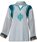 Off-White/Turquoise Georgette Suit- Pakistani Casual Dress