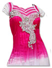 Hot Pink/White Chiffon Suit- Indian Semi Party Dress