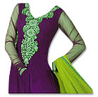 Parrot Green/Indigo Chiffon Suit