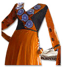 Orange/Black Chiffon Suit- Indian Semi Party Dress