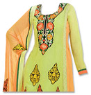 Parrot Green/Orange Georgette Suit - Indian Dress