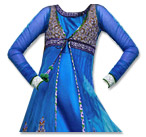 Blue/Brown Chiffon Suit - Indian Semi Party Dress