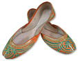 Ladies khussa- Orange/Green- Pakistani Khussa Shoes