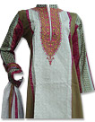 Off-White/Mehendi Cotton Suit - Pakistani Casual Clothes