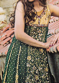 Bottle Green Crinkle Chiffon Suit - Pakistani Wedding Dress