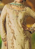 Light Golden Chiffon Suit- Pakistani Formal Designer Dress