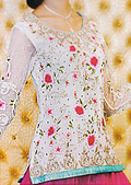 Off-white/Pink Jamawar Lehenga- Pakistani Party Wear Dress