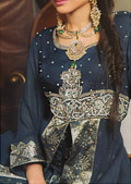 Navy Blue Crinkle Chiffon Suit- Pakistani Party Wear Dress