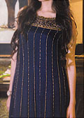 Navy Blue Chiffon Suit- Pakistani Formal Designer Dress