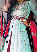 Turquoise/Pink Chiffon Suit- Pakistani Party Wear Dress