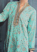 Turquoise Silk Suit- Pakistani Formal Designer Dress