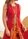 Red/Orange Chiffon Suit- Pakistani Party Wear Dress