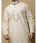 Off-white Men Shalwar Kameez Suit