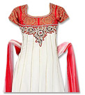 White/Red Chiffon Suit- Indian Dress