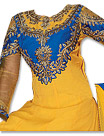 Yellow/Blue Chiffon Suit- Indian Semi Party Dress