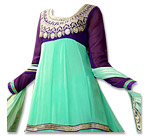 Light Sea Green/Purple Chiffon Suit - Indian Dress