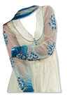 Off-White/Blue Chiffon Suit- Indian Semi Party Dress