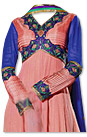 Peach/Blue Chiffon Suit- Indian Semi Party Dress