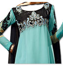 Sky Blue/Black Chiffon Suit- Indian Semi Party Dress