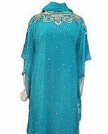 Turquoise Chiffon Suit- Indian Semi Party Dress