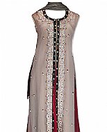 Beige/Maroon Chiffon Suit- Indian Semi Party Dress