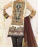 Asim Jofa Ivory/Brown Lawn Suit- Pakistani Designer Lawn Suits