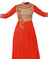 Orange Chiffon Suit- Indian Semi Party Dress