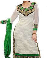 White/Green Net Suit- Indian Semi Party Dress