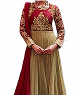 Olive/Maroon Net Suit- Indian Semi Party Dress