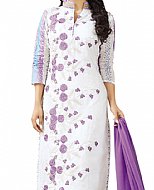 Off-white/Purple Georgette Suit- Indian Semi Party Dress