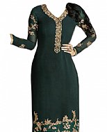 Bottle Green Chiffon Suit- Indian Semi Party Dress