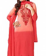 Carrot Pink Chiffon Suit- Indian Semi Party Dress