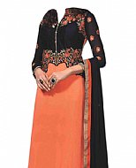 Black/Peach Georgette Suit- Indian Semi Party Dress