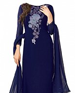 Navy Blue Chiffon Suit- Indian Semi Party Dress