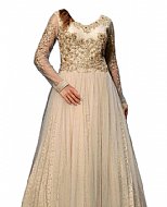 Light Golden Chiffon Suit- Indian Semi Party Dress