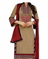 Beige/Red Georgette Suit- Indian Semi Party Dress