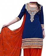 Royal Blue/Orange Georgette Suit- Indian Dress