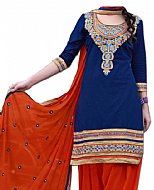 Royal Blue/Orange Georgette Suit- Indian Dress